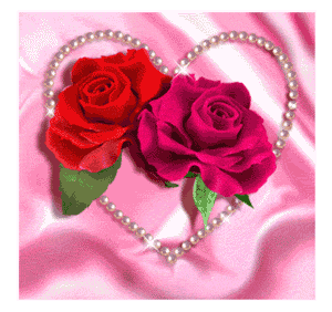 Gif animé coeur et roses